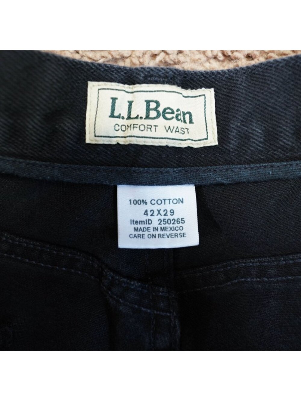 LL Bean Comfort Waist Jeans Mens Tag 42x29 Act 40x28 Black Straight Leg Denim - Picture 6 of 10